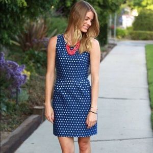 J Crew Navy Silver Polka Dot Dress